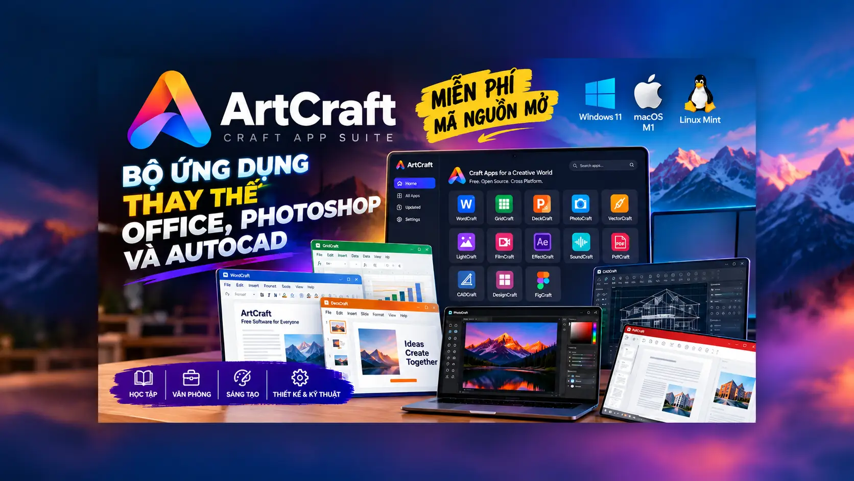 ArtCraft: Bộ ứng dụng mã nguồn mở miễn phí đáng chú ý trên Windows, macOS và Linux